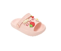 bebe Toddler Girl's EVA Slide Sandals with Fruit Charms Slip On Shoes