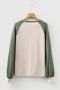 Threaded Pear Women's Peyton Block Raglan Sleeve Top