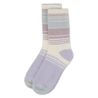 MeMoi Women's Stripes Aloe Infused Crew Socks