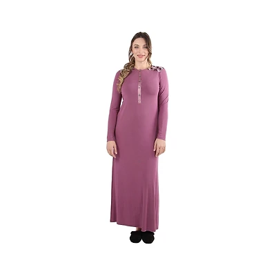 MeMoi Women's Floral Embroidered Full-Length Shoulder Gown
