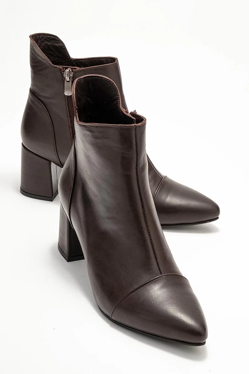 Forever & Always Womens Gael Leather Block Heel Boots