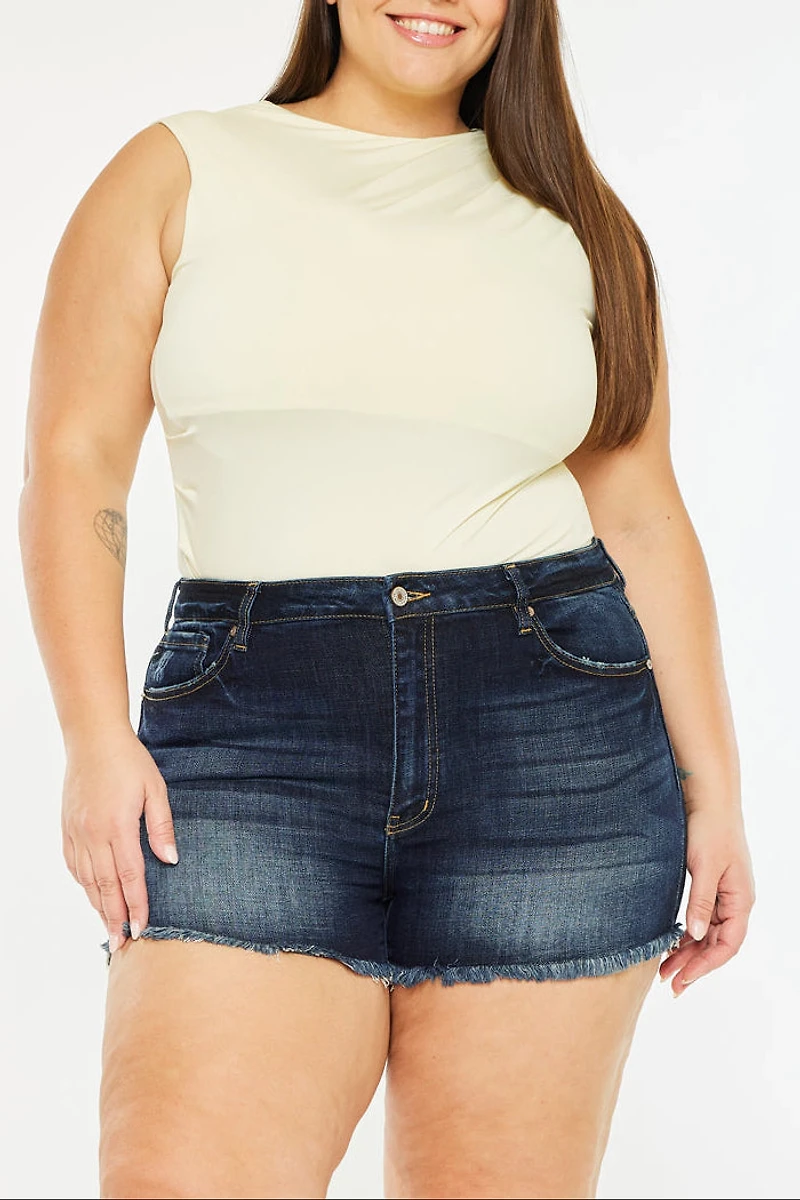 KanCan Women's Plus High Rise Shorts Ellie
