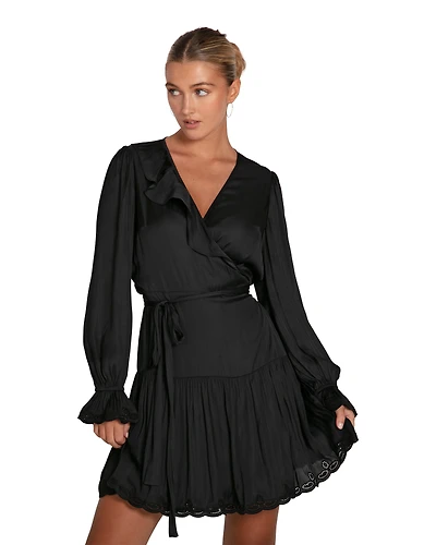 Belle & Bloom Womens Wild Flower Embroidered Wrap Dress