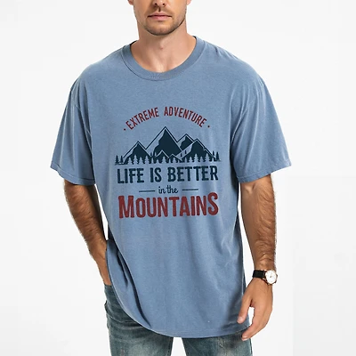 Simply Sage Market - Life Is Better The Mountains Colorful Men's Garment Dyed Graphic T-Shirt