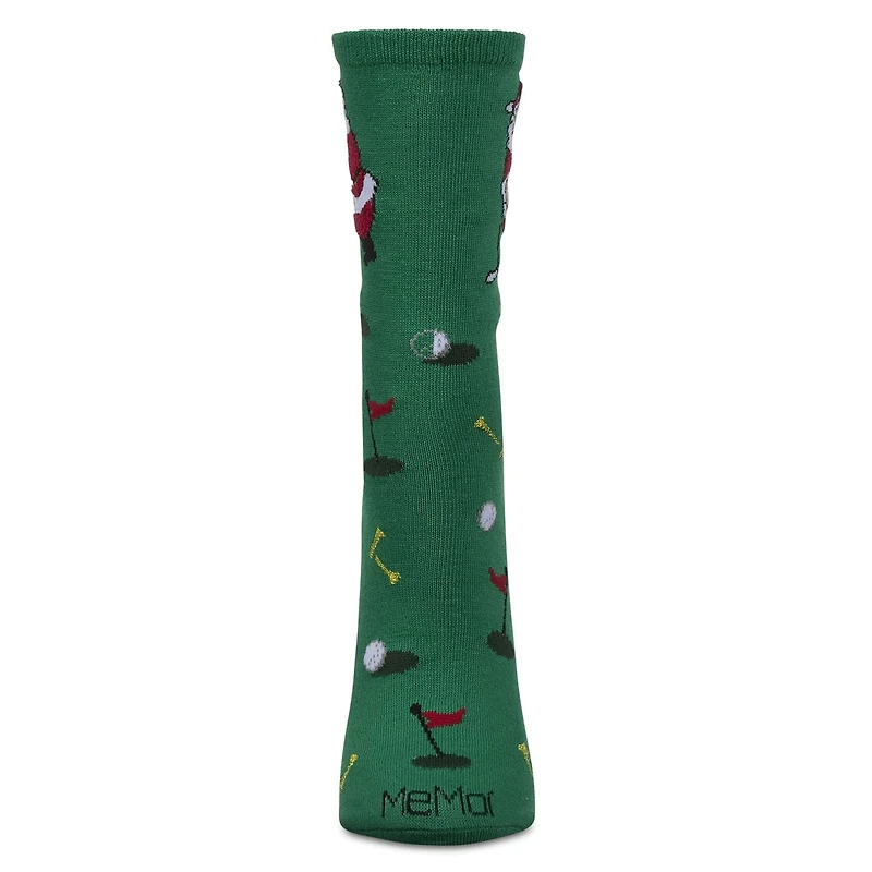 MeMoi Women's Golfing Santa Holiday Crew Socks