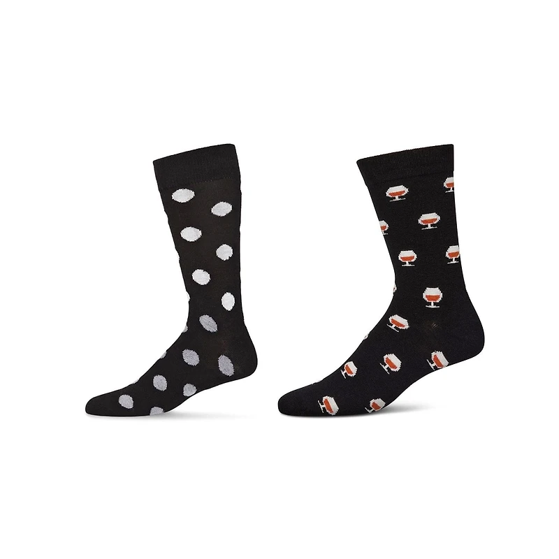 MeMoi 2-Pair Men's Cashmere Blend Assorted Novelty Crew Socks