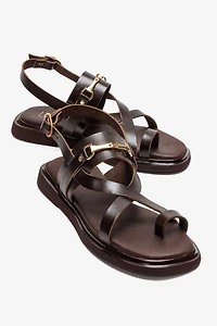 Forever & Always Womens Fabiana Leather Thong Sandals
