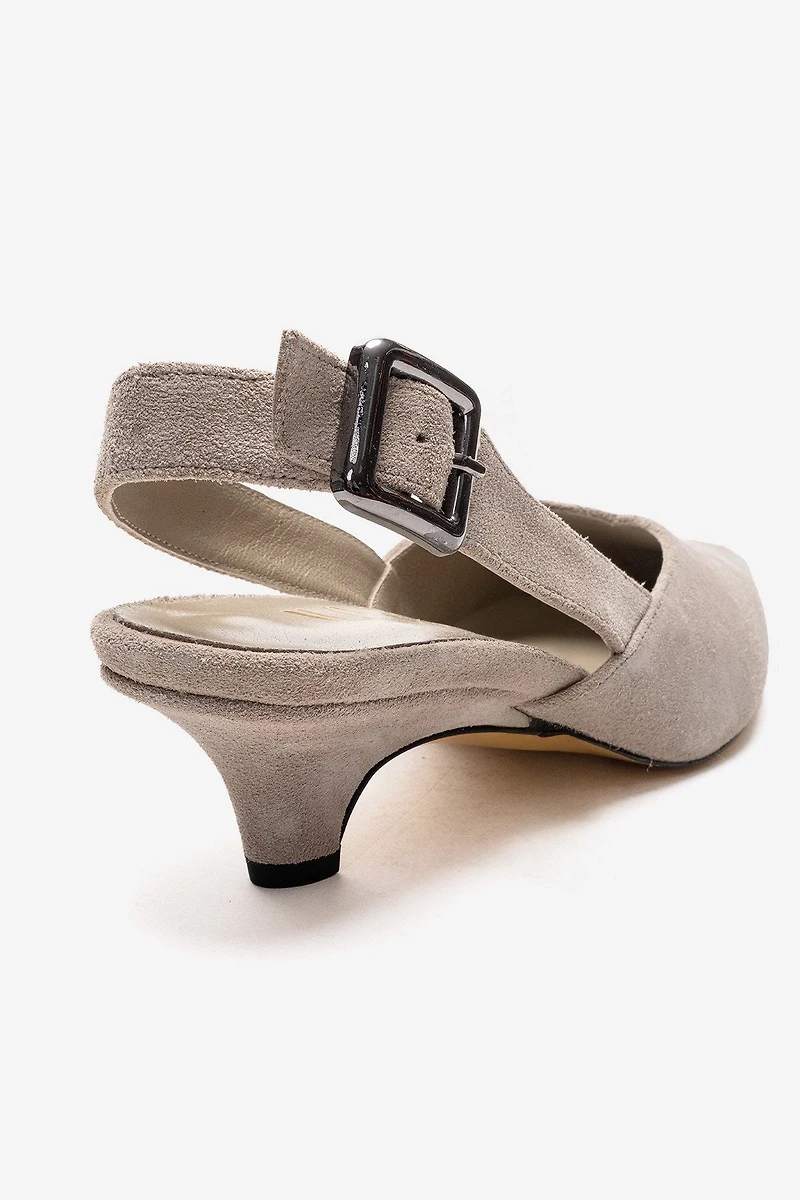 Forever & Always Womens Dioris Leather Slingback Kitten Heel Pump