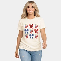 Simply Sage Market - Coquette Bows And USA Strawberries Women's Short Sleeve Graphic T-Shirt