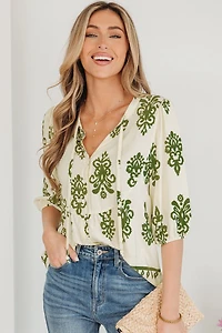 Threaded Pear Women's Keziah Puffy Half Sleeve Shirt