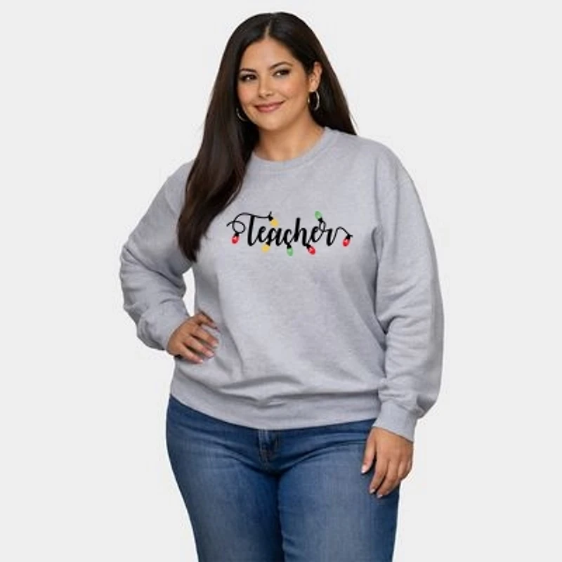 Simply Sage Market - Teacher Christmas Lights Women's Plus Sized Graphic Sweatshirt