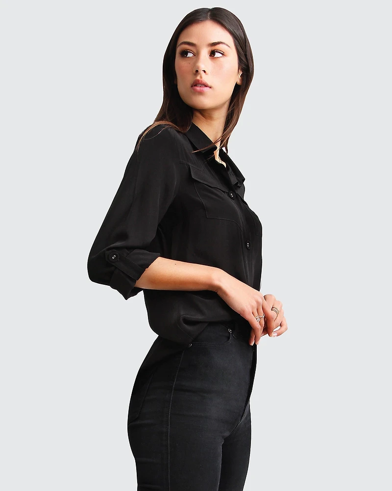 Belle & Bloom Womens Eclipse Rolled Sleeve Blouse