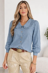 Threaded Pear Women's Antonella Pan Collar Western Shirt