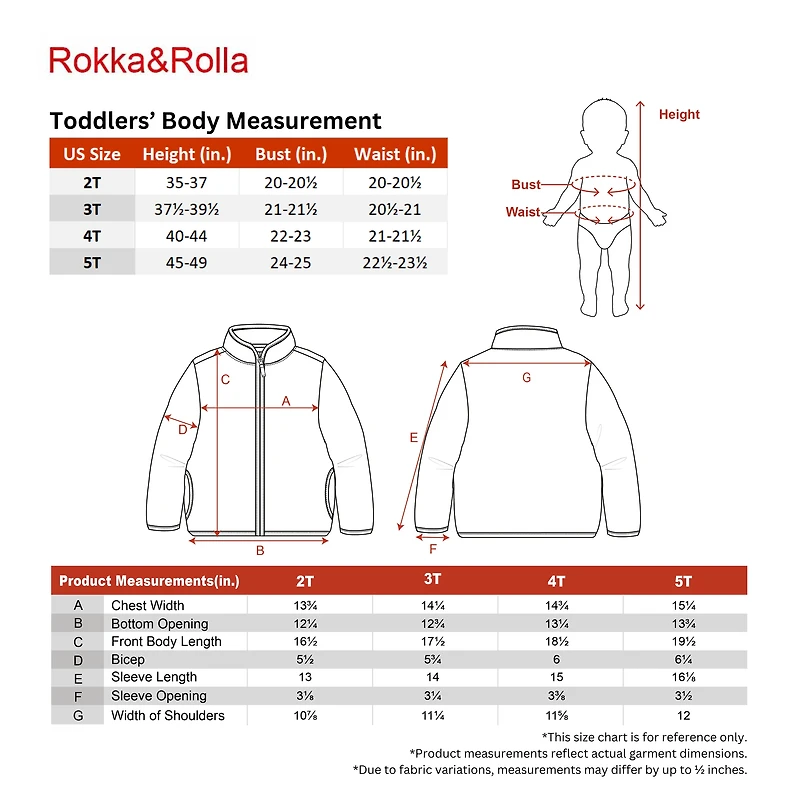Rokka&Rolla Toddler Fleece Jacket with Stand-Up Collar