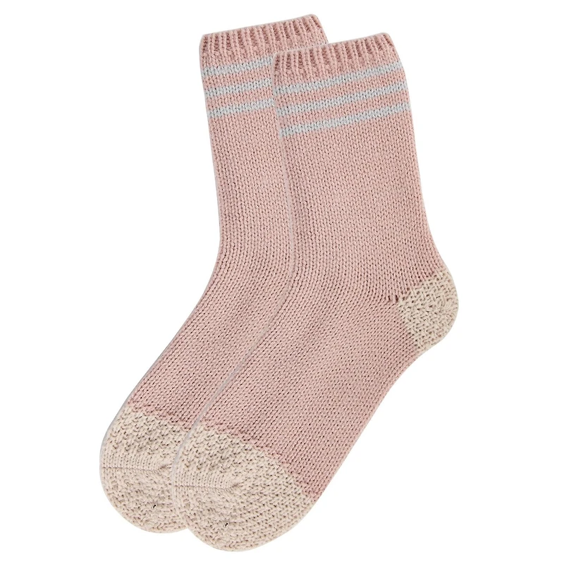 MeMoi Women's Striped Cuff Heavy Sweater Knit Crew Socks