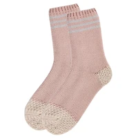 MeMoi Women's Striped Cuff Heavy Sweater Knit Crew Socks
