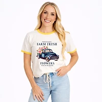 Simply Sage Market - Farm Fresh Flowers Truck Women's Ringer Graphic T-Shirt