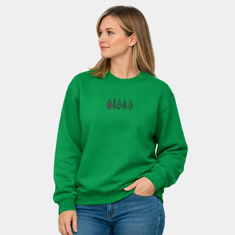 Simply Sage Market - Embroidered Christmas Trees Women's Graphic Sweatshirt