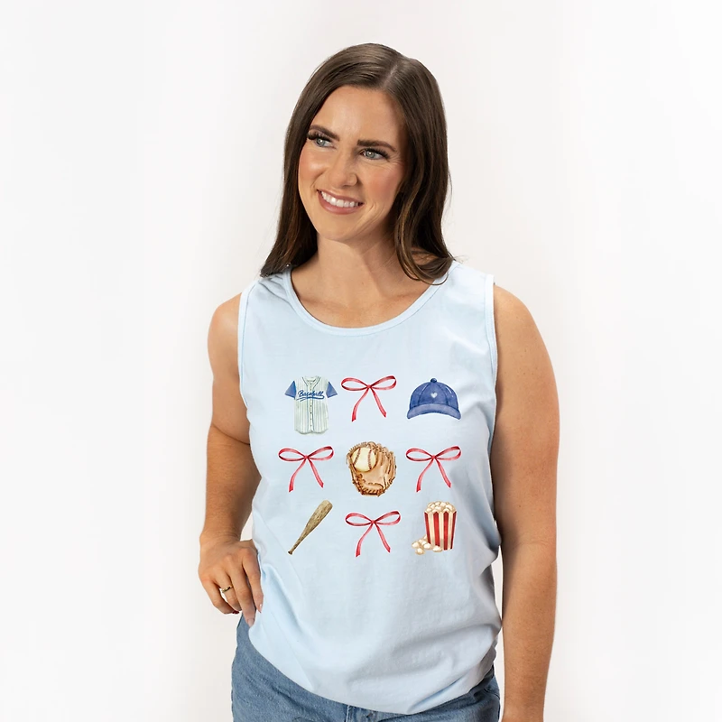 Simply Sage Market - Coquette Baseball Chart Women's Garment Dyed Graphic Tank Top