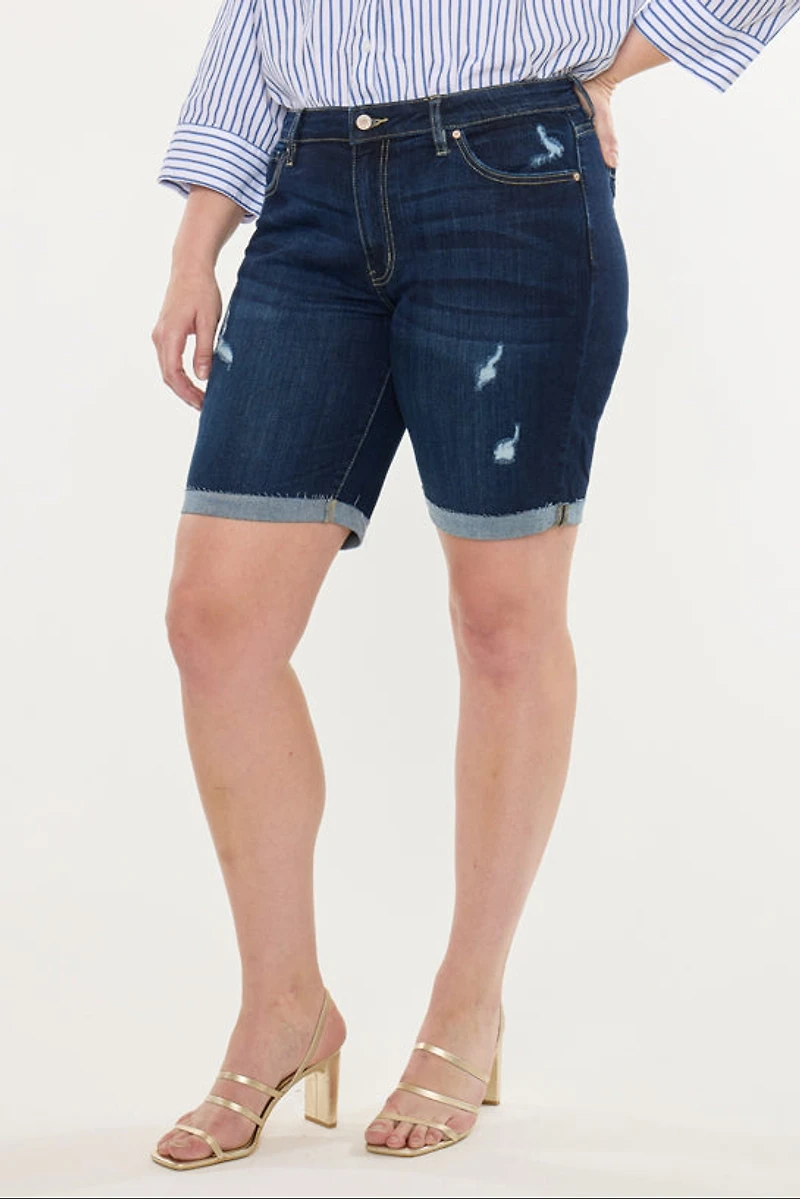 KanCan Women's Plus Mid Rise Bermuda Shorts Shelby