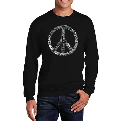 LA Pop Art Peace, Love, & Music - Mens Word Crew Sweatshirt