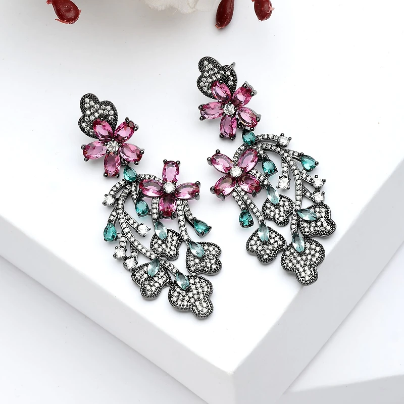 AGP PARIS Womens Diva Floral Drop Earrings