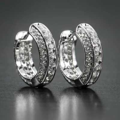 Hypoallergenic Cubic Zirconia Ice Crystal Huggie Cartilage Hoop Cuff Earrings