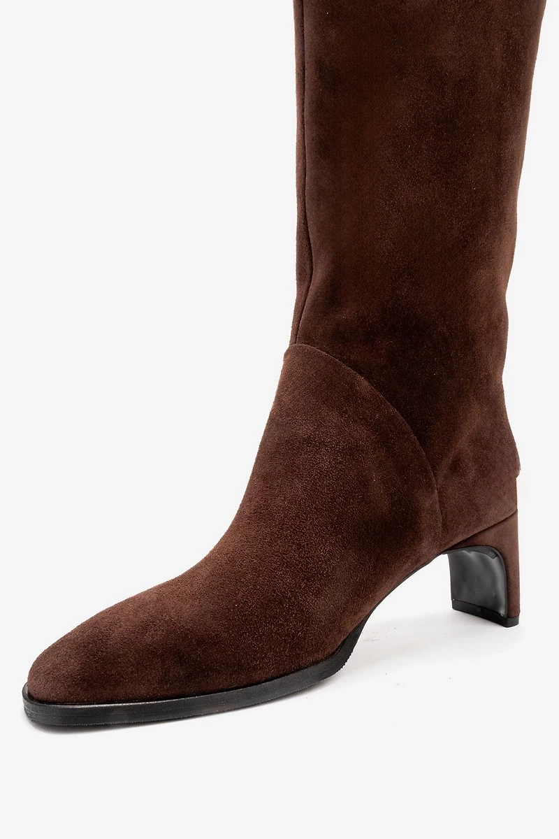 Forever & Always Womens Taly Leather Block Heel Knee High Boots