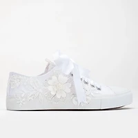 Forever & Always Womens Peyton Floral Lace Bridal Sneakers