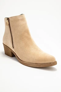 Forever & Always Womens Jayer Leather Double-Zip Block Heel Boots