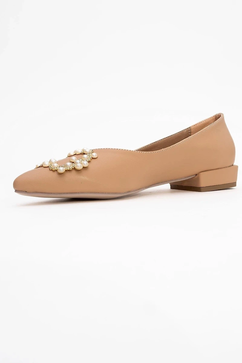 Prologue Shoes Womens Ghent Pearl Embellished Ballet Flat