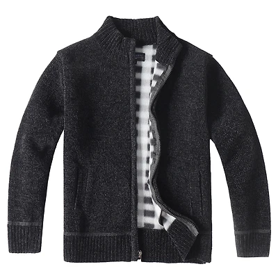 Gioberti Boys Knitted Chenille Cardigan Sweater with Flannel Lining