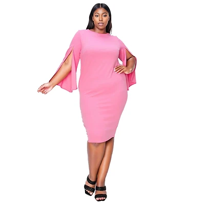L I V D Women's Plus Clementine Slit Sleeve Dress