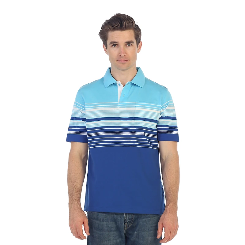Gioberti Men's Striped Polo Shirt With Pocket - Yarn Dye