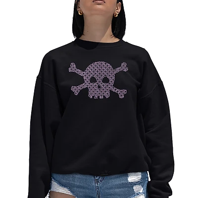 LA Pop Art Xoxo Skull - Women's Word Crewneck Sweatshirt