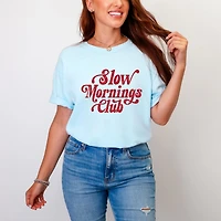 Simply Sage Market - Slow Mornings Club Distressed  Women's Garment Dyed Graphic T-Shirt