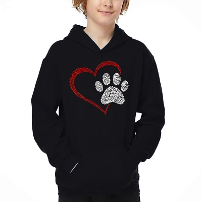 LA Pop Art Boy's Word Hooded Sweatshirt - Paw Heart