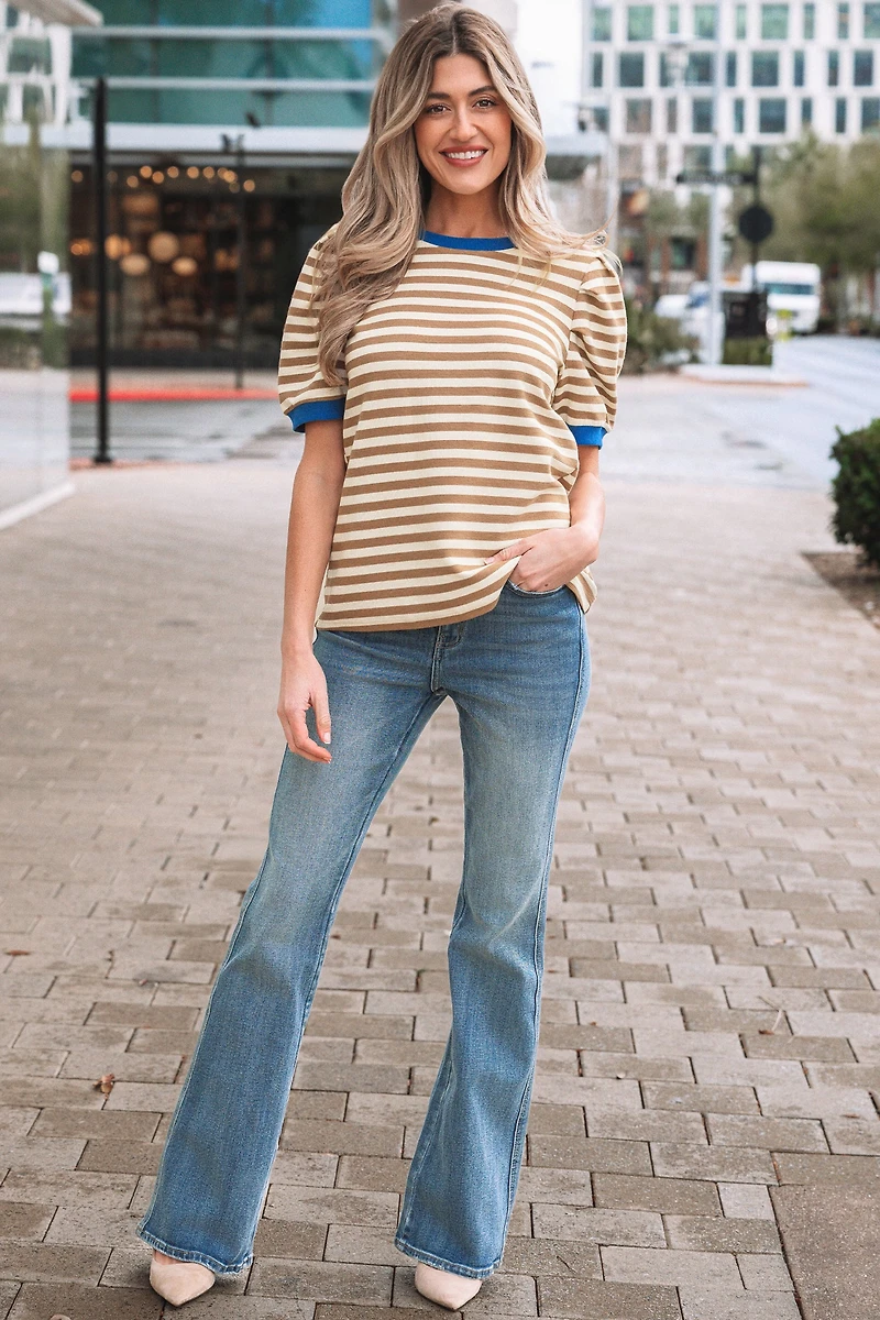 Threaded Pear Women's Elora Sleeve Contrast Trim Tee