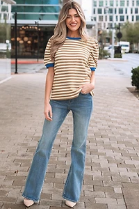 Threaded Pear Women's Elora Sleeve Contrast Trim Tee