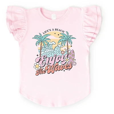 The Juniper Shop - Life's A Beach Wave Flutter Sleeve Graphic T-Shirt