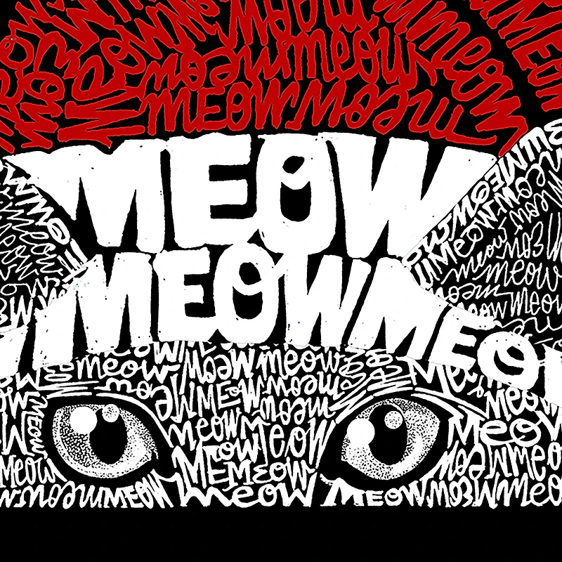 LA Pop Art Men's Christmas Peeking Cat Word T-Shirt