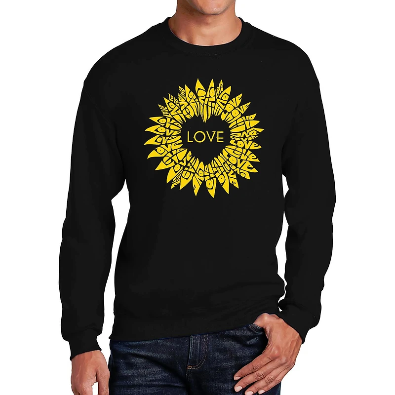 LA Pop Art Sunflower Love - Men's Word Crew Sweatshirt