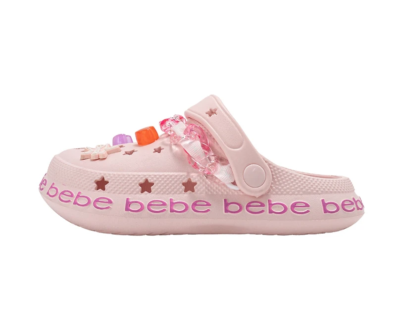 bebe Girl's Platform EVA Clogs with Charms and Beaded Chain Strap
