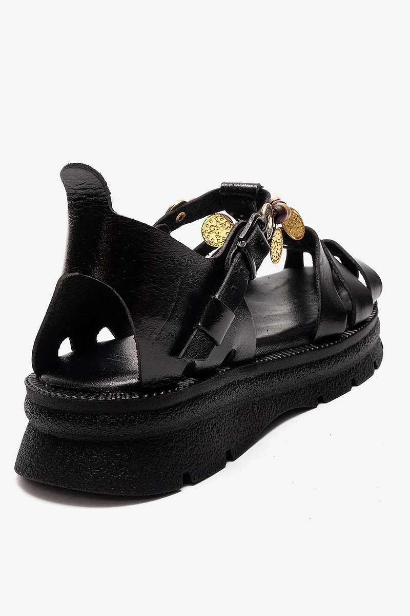 Forever & Always Womens Solis Leather Beaded Sandals