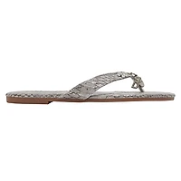 bebe Women’s Metallic Thong Sandals with Charm Detail - Flat Slip-On Summer