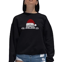 LA Pop Art Christmas Peeking Dog - Women's Word Crewneck Sweatshirt