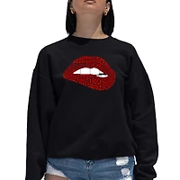 LA Pop Art Brooklyn Lips - Women's Word Crewneck Sweatshirt