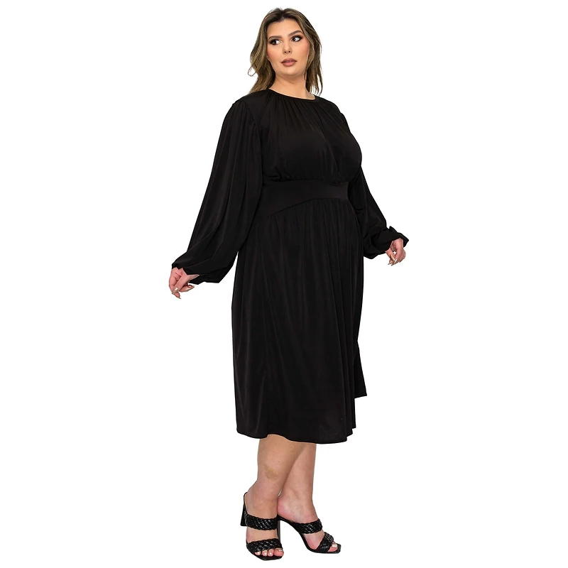 L I V D Women's Plus Audrey Ruched Midi Dress