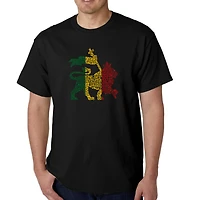LA Pop Art Men's One Love Rasta Lion Word T-Shirt
