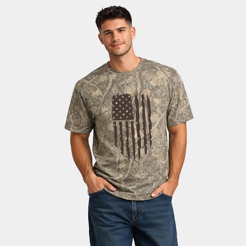 Simply Sage Market - American Flag Distressed Men's Heavyweight Crew